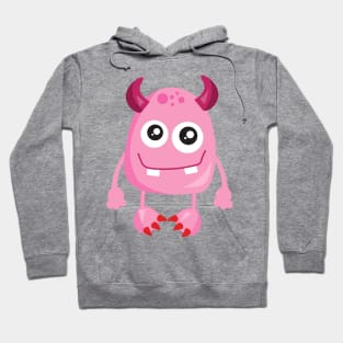 Cute Monster, Pink Monster, Funny Monster, Horns Hoodie